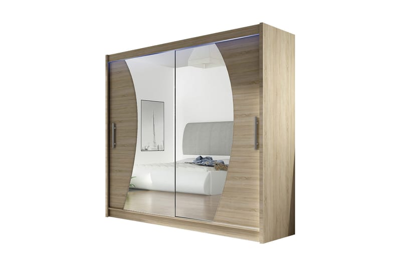 Prag Garderob 180x57x215 cm, Beige|Vit