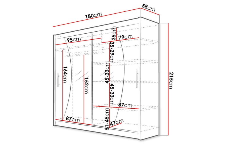 Prag Garderob 180x57x215 cm - Beige|Vit - Förvaring - Garderober & garderobssystem