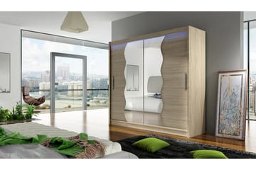 Prag Garderob 180x57x215 cm - Beige|Vit - Förvaring - Garderober & garderobssystem