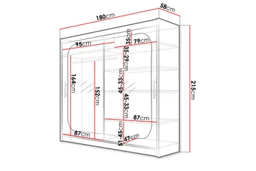 Prag Garderob 180x57x215 cm - Beige|Vit - Förvaring - Garderober & garderobssystem