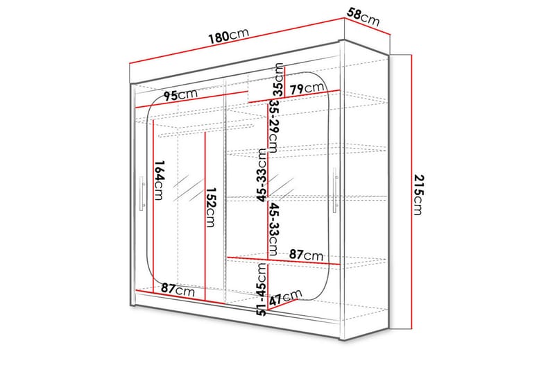 Prag Garderob 180x57x215 cm - Beige|Vit - Förvaring - Garderober & garderobssystem