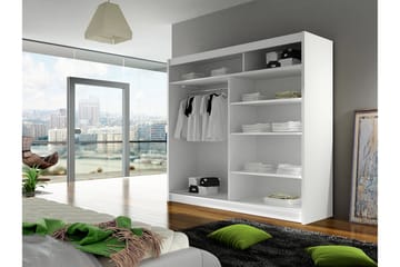 Prag Garderob 180x57x215 cm LED-belysning - Vit/Svart - Förvaring - Garderober & garderobssystem