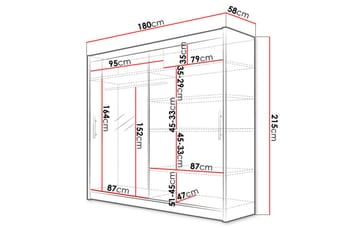 Prag Garderob 180x57x215 cm - Vit - Förvaring - Garderober & garderobssystem