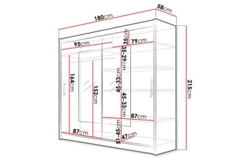 Prag Garderob 180x57x215 cm - Vit - Förvaring - Garderober & garderobssystem