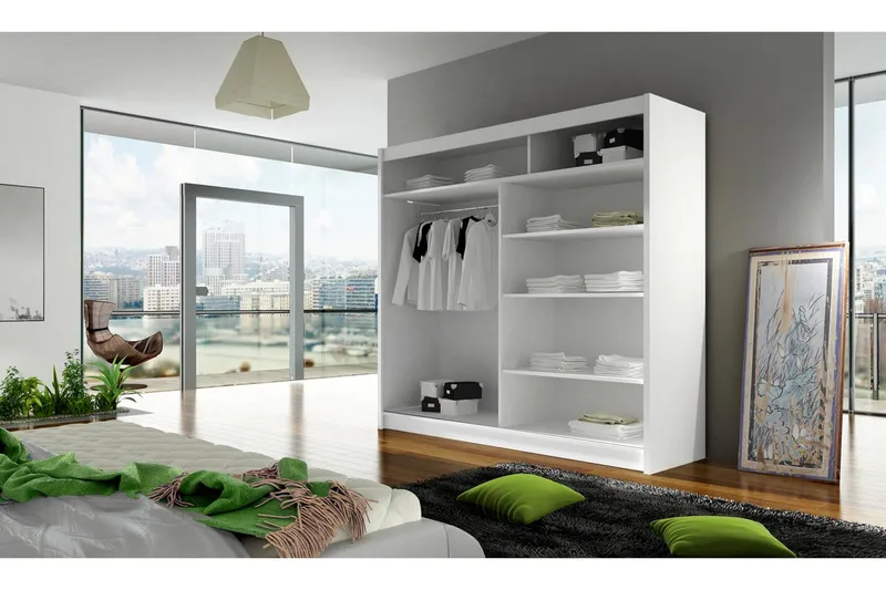 Prag Garderob 180x57x215 cm - Vit - Förvaring - Garderober & garderobssystem