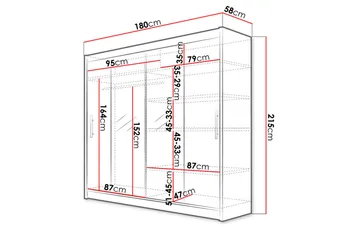 Prag Garderob med Skjutdörrar Smal - Ek / Spegel - Förvaring - Garderober & garderobssystem