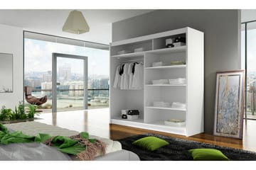 Prag Garderob med Skjutdörrar Smal - Ek / Spegel - Förvaring - Garderober & garderobssystem