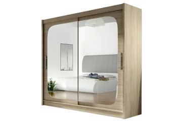 Prag Garderob Skjutdörrar Fyrkantig Spegel - Ek - Förvaring - Garderober & garderobssystem