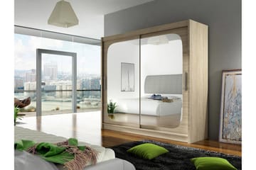 Prag Garderob Skjutdörrar Fyrkantig Spegel - Ek - Förvaring - Garderober & garderobssystem