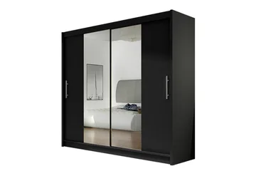 Prag Garderob Skjutdörrar Smal Spegel - Svart/Spegel - Förvaring - Garderober & garderobssystem