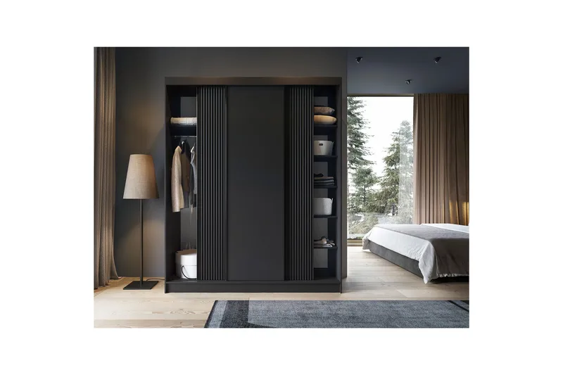 Prescco Garderob 120x220 cm - Svart - Förvaring - Garderober & garderobssystem