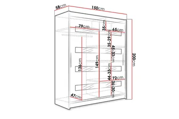 Presto Garderob 58x150 cm - Vit/Svart - Förvaring - Garderober & garderobssystem