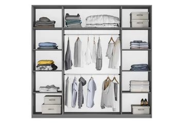 Rhodes Garderob 225x65x244 cm LED-belysning - Vit/Spegel - Förvaring - Garderober & garderobssystem