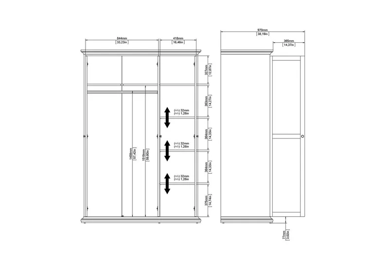 Shoiba Garderob 138,8x200,6 cm - Vit - Förvaring - Garderober & garderobssystem