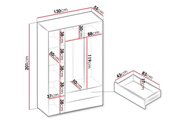 Sigmana Garderob 130x201 cm - Brun - Förvaring - Garderober & garderobssystem