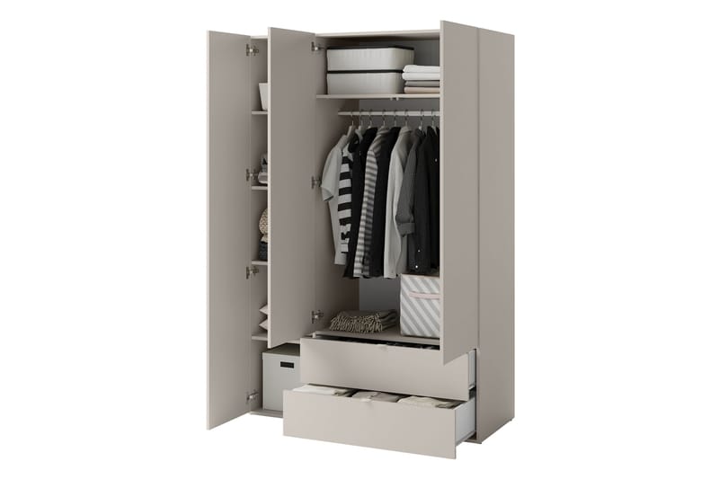 Sigmana Garderob 130x201 cm - Ljusgrå - Förvaring - Garderober & garderobssystem