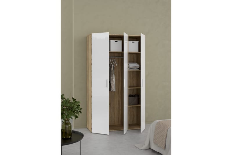 Suntia Garderob 118x201 cm - Vit/Natur - Förvaring - Garderober & garderobssystem