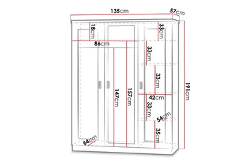 Tadeusz Garderob 135x57x190 cm - Brun - Förvaring - Garderober & garderobssystem