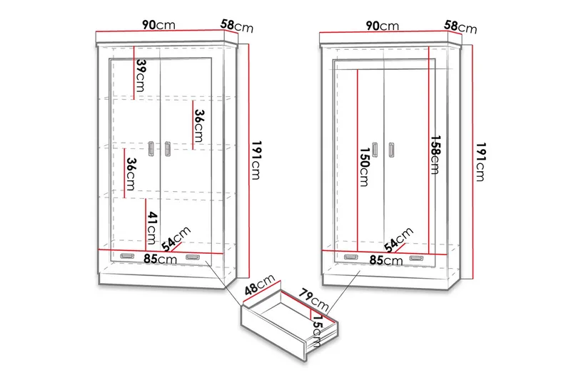 Tadeusz Garderob 90x57x190 cm - Brun - Förvaring - Garderober & garderobssystem