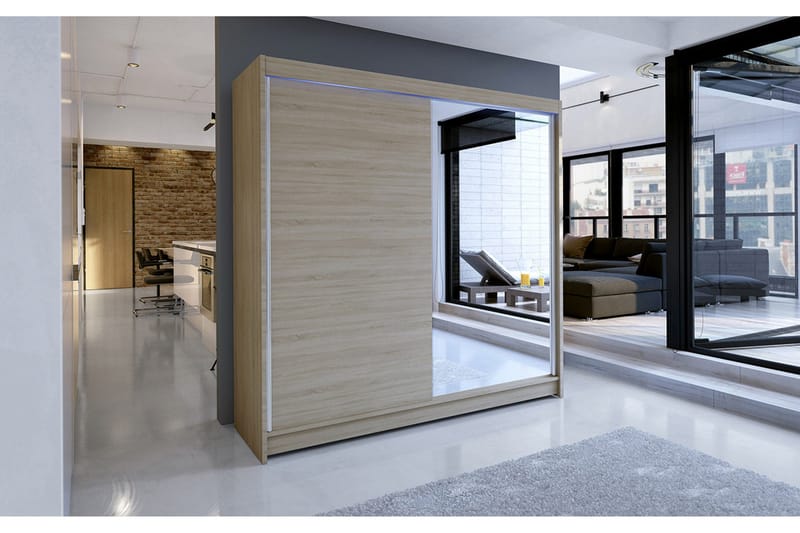 Talin Garderob 180x58x215 cm - Beige|Grå|Vit - Förvaring - Garderober & garderobssystem