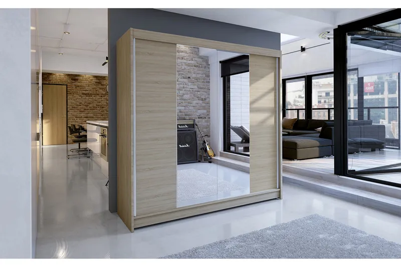 Talin Garderob 180x58x215 cm LED-belysning - Beige - Förvaring - Garderober & garderobssystem