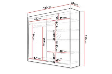 Talin Garderob 180x58x215 cm LED-belysning - Svart/Vit - Förvaring - Garderober & garderobssystem