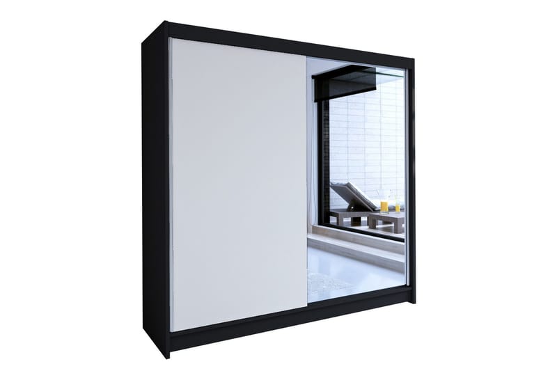 Talin Garderob 180x58x215 cm LED-belysning, Svart/Vit