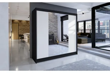 Talin Garderob 180x58x215 cm LED-belysning - Svart/Vit - Förvaring - Garderober & garderobssystem