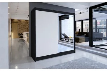 Talin Garderob 180x58x215 cm LED-belysning - Svart/Vit - Förvaring - Garderober & garderobssystem