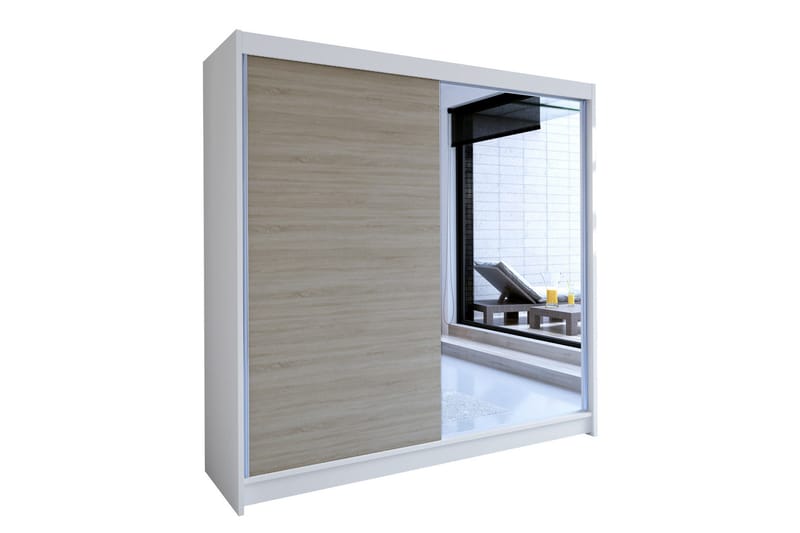 Talin Garderob 180x58x215 cm LED-belysning, Vit/Beige