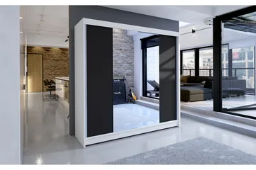 Talin Garderob 180x58x215 cm - Vit/Svart - Förvaring - Garderober & garderobssystem