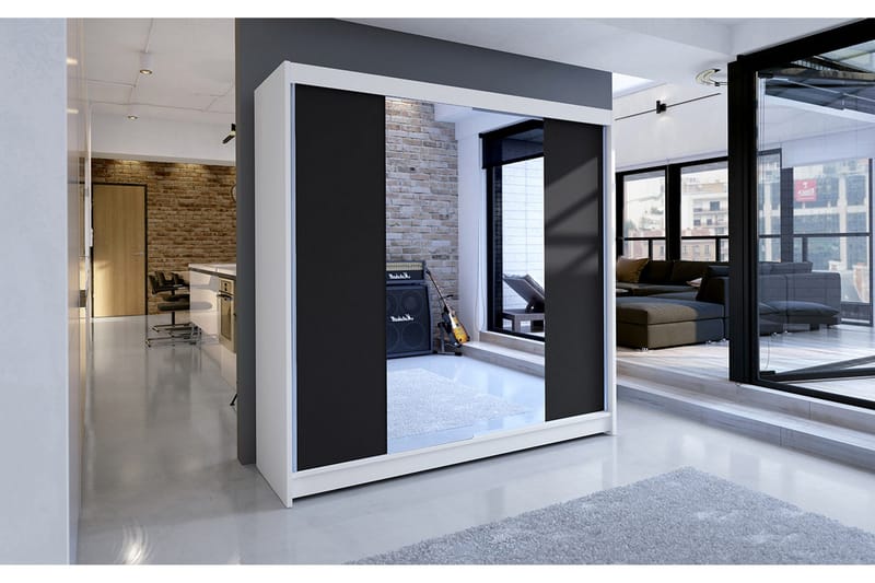 Talin Garderob 180x58x215 cm - Vit/Svart - Förvaring - Garderober & garderobssystem