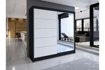 Talin Garderob 58x180 cm LED-belysning - Svart/Vit - Förvaring - Garderober & garderobssystem