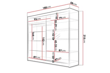Talin Garderob 58x180 cm LED-belysning - Vit/Svart - Förvaring - Garderober & garderobssystem