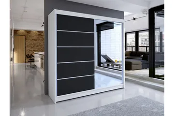 Talin Garderob 58x180 cm LED-belysning - Vit/Svart - Förvaring - Garderober & garderobssystem