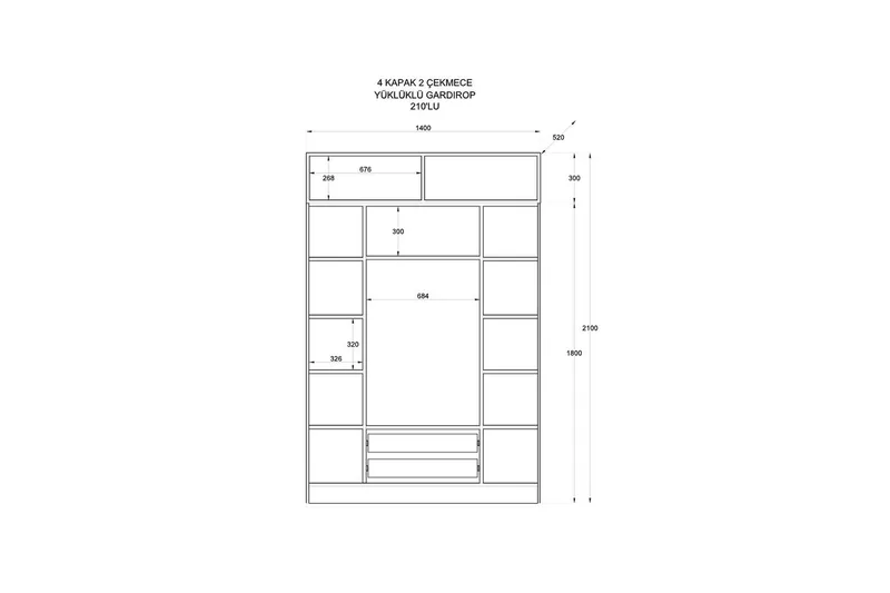 Talren Garderob 140x210 cm - Matt Vit - Förvaring - Garderober & garderobssystem
