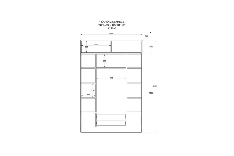 Talren Garderob 140x210 cm - Matt Vit - Förvaring - Garderober & garderobssystem