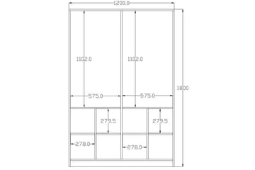 Taren Garderob 120x180 cm - Matt Vit/Antracit - Förvaring - Garderober & garderobssystem