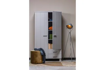 Tenney Garderob med 2 Lådor 111 cm - Grå Tall - Förvaring - Garderober & garderobssystem