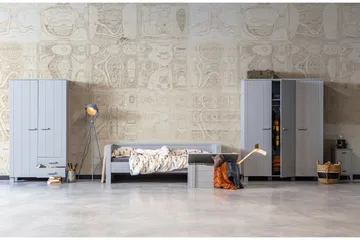 Tenney Garderob med 2 Lådor 111 cm - Grå Tall - Förvaring - Garderober & garderobssystem