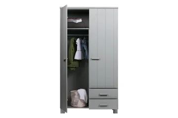 Tenney Garderob med 2 Lådor 111 cm - Grå Tall - Förvaring - Garderober & garderobssystem