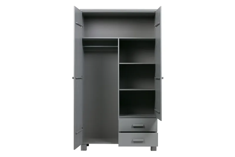 Tenney Garderob med 2 Lådor 111 cm - Grå Tall - Förvaring - Garderober & garderobssystem