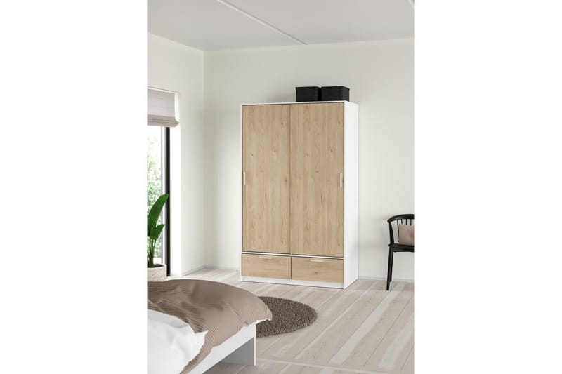 Tetsu Garderob 121x200 cm - Vit/Natur - Förvaring - Garderober & garderobssystem