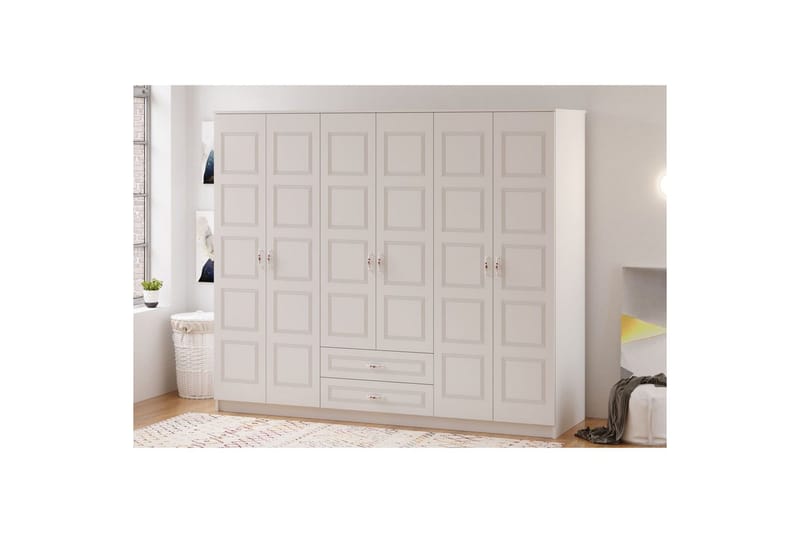 Travric Garderob 210x180 cm - Matt Vit - Förvaring - Garderober & garderobssystem