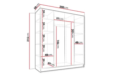 Vadstena Garderob 200 cm - Svart - Förvaring - Garderober & garderobssystem