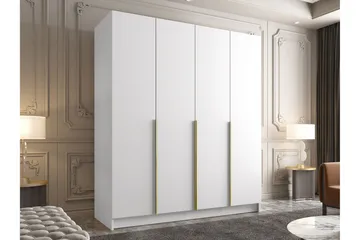 Vadstena Garderob 200 cm - Vit/Guld - Förvaring - Garderober & garderobssystem