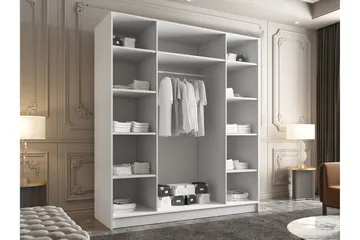 Vadstena Garderob 200 cm - Vit/Svart - Förvaring - Garderober & garderobssystem