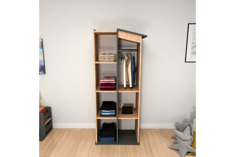 Valerin Garderob 72x179,8 cm - Brun/Antracit - Förvaring - Garderober & garderobssystem