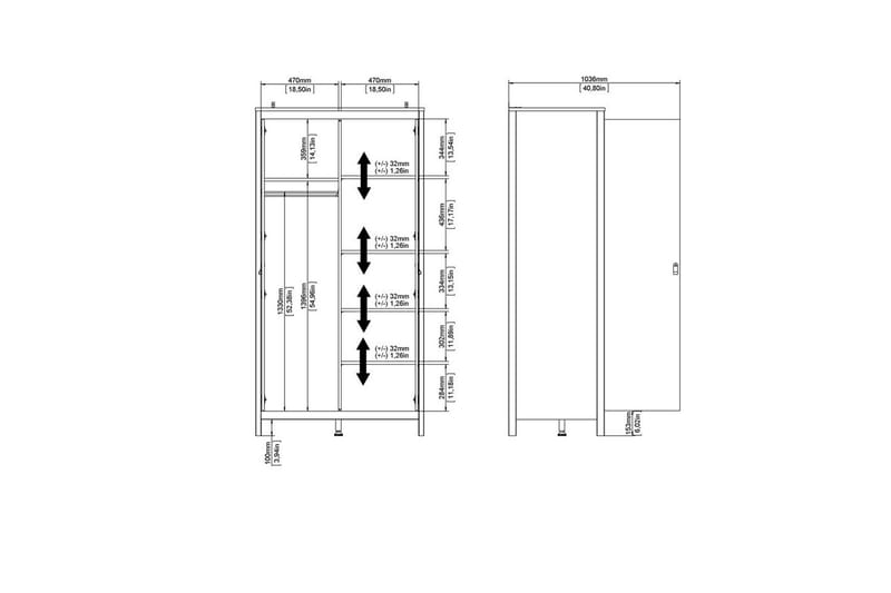 Vallvidera Garderob 102,3x199 cm - Svart - Förvaring - Garderober & garderobssystem
