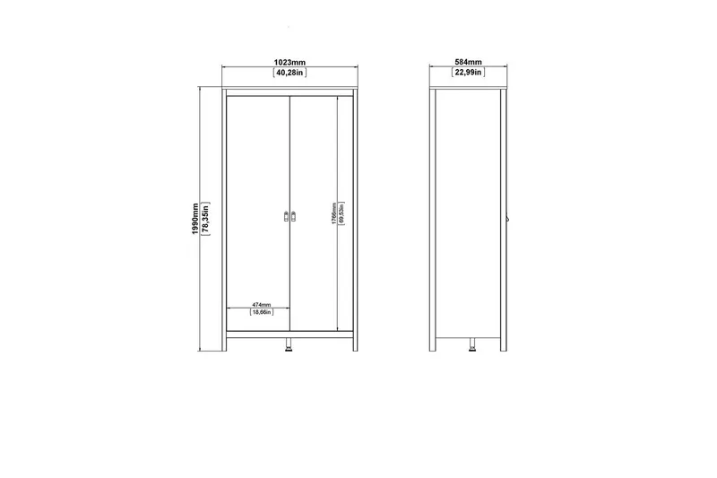 Vallvidera Garderob 102,3x199 cm - Svart - Förvaring - Garderober & garderobssystem